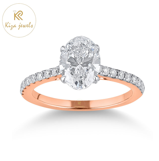 2.16 TDW Oval & Round Cut Diamond Women's Halo Ring
