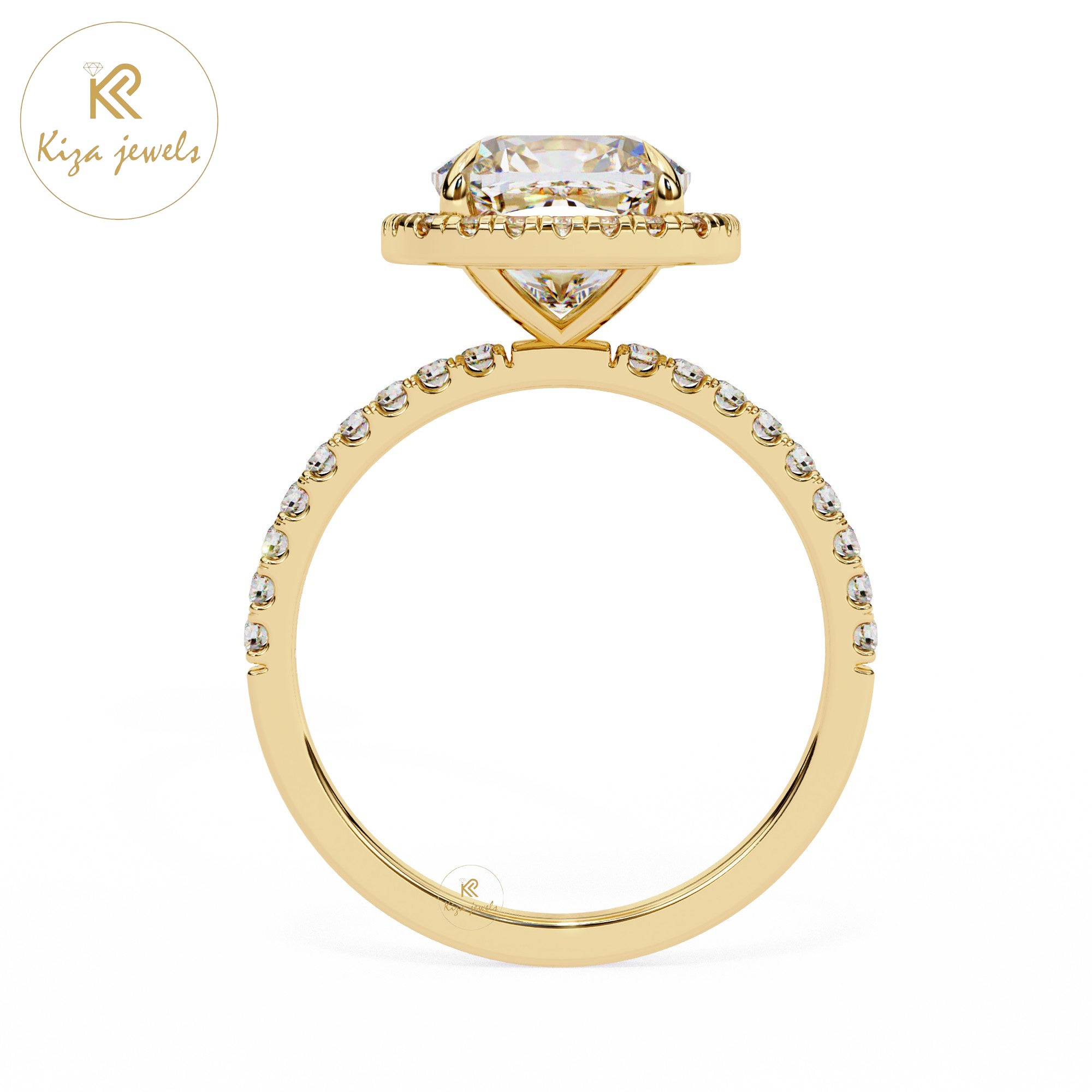 2.09 TDW Round & Cushion Cut Women's Diamond Halo Ring