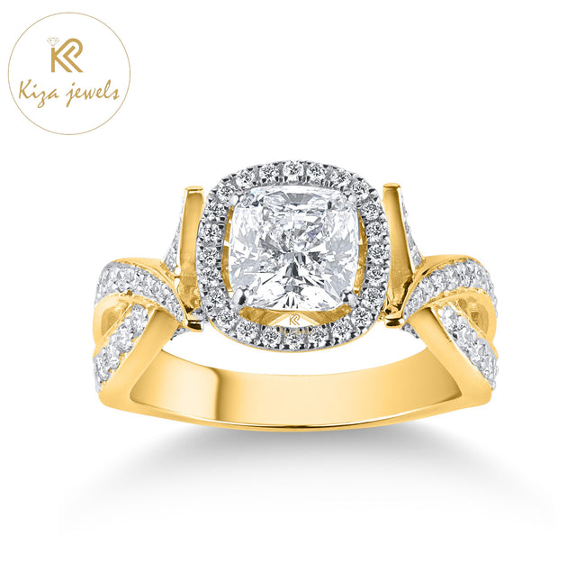 2.154 TDW Cushion & Round Cut Diamond Women's Halo Ring