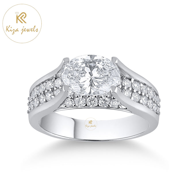 1.85 TDW Oval & Round Cut Diamond Women's Engagement Ring