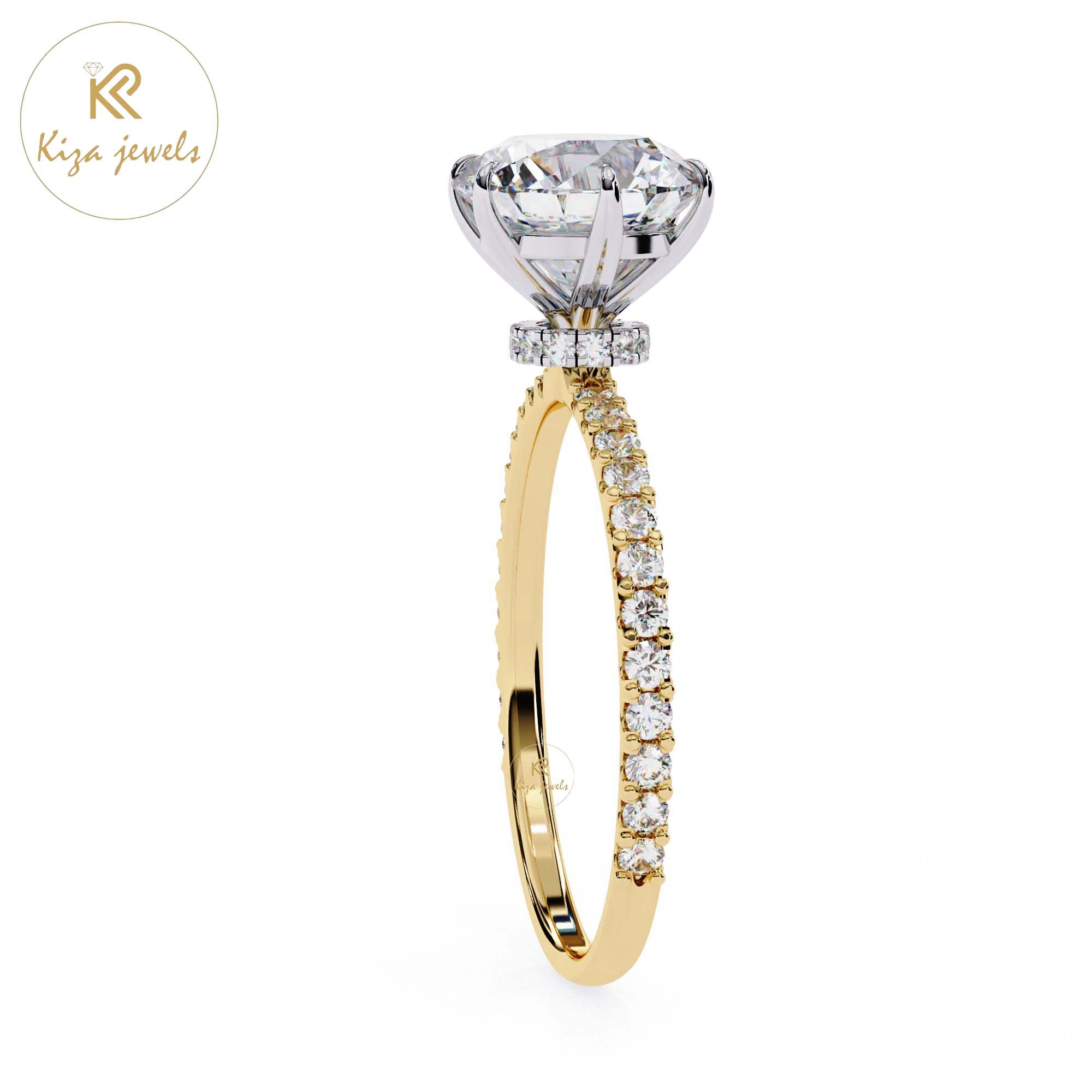 2.215 TDW Round Cut Women's Diamond Halo Ring