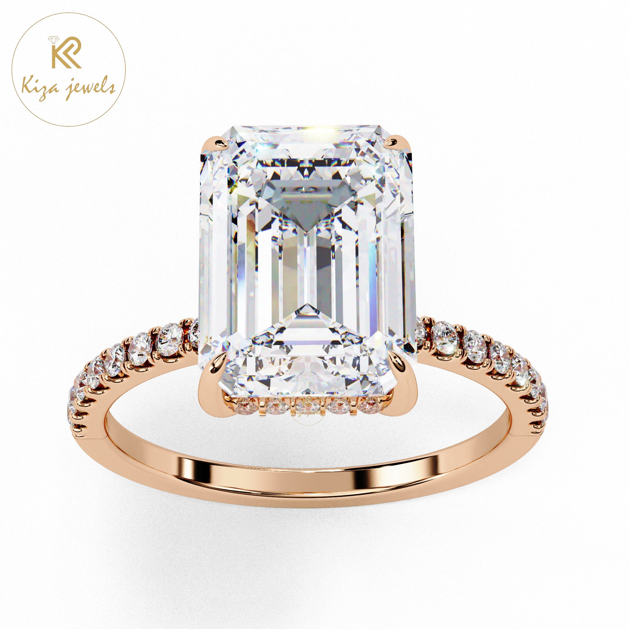 2.80 TDW Round & Emerald Cut Women's Diamond Halo Ring