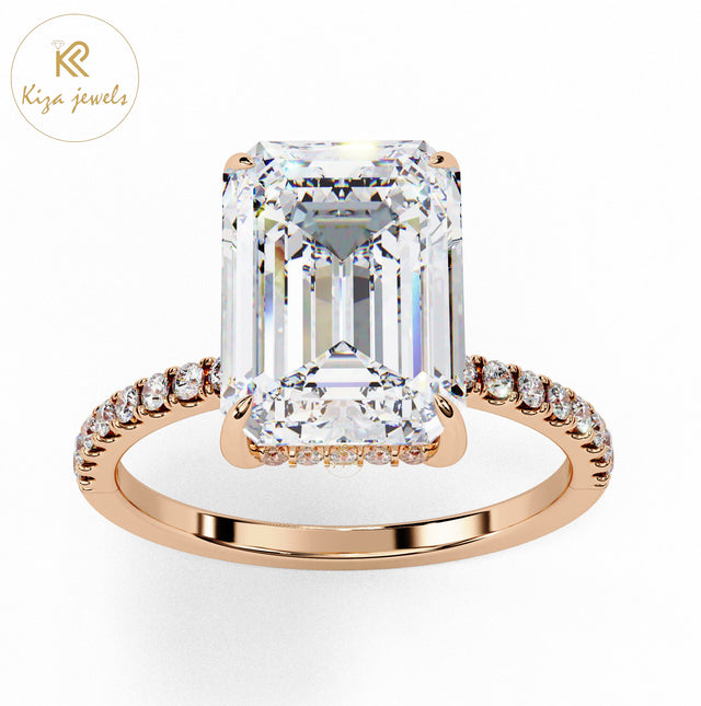 2.80 TDW Round & Emerald Cut Women's Diamond Halo Ring