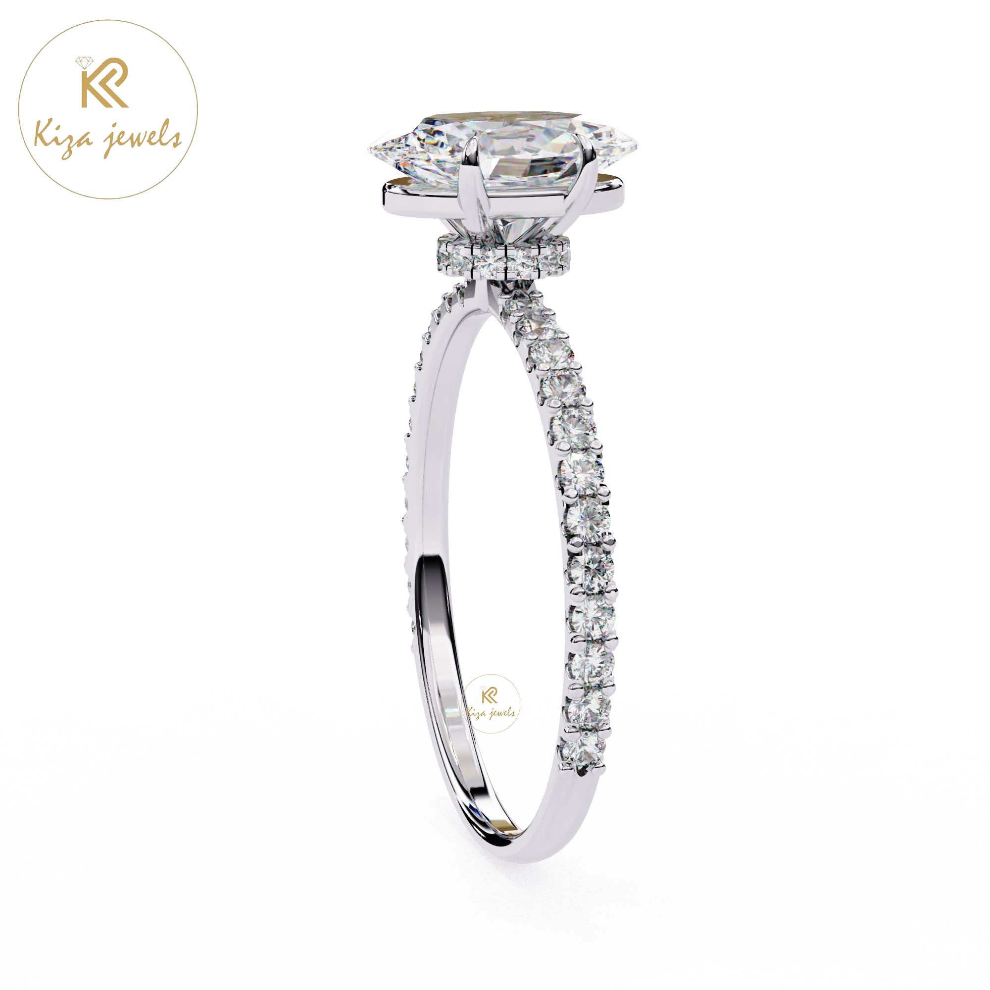 1.495 TDW Oval & Round Cut Women's Diamond Halo Ring