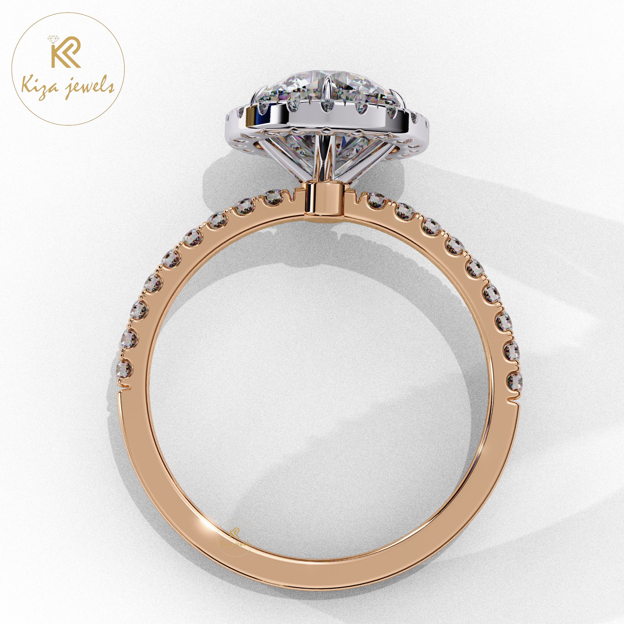 1.86 TDW Round Cut Women's Diamond Halo Ring