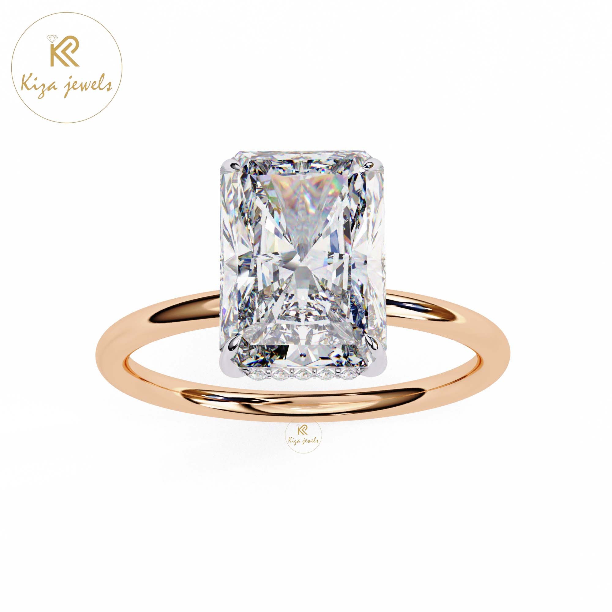 2.53 TDW Radiant & Round Cut Women's Diamond Solitaire Ring