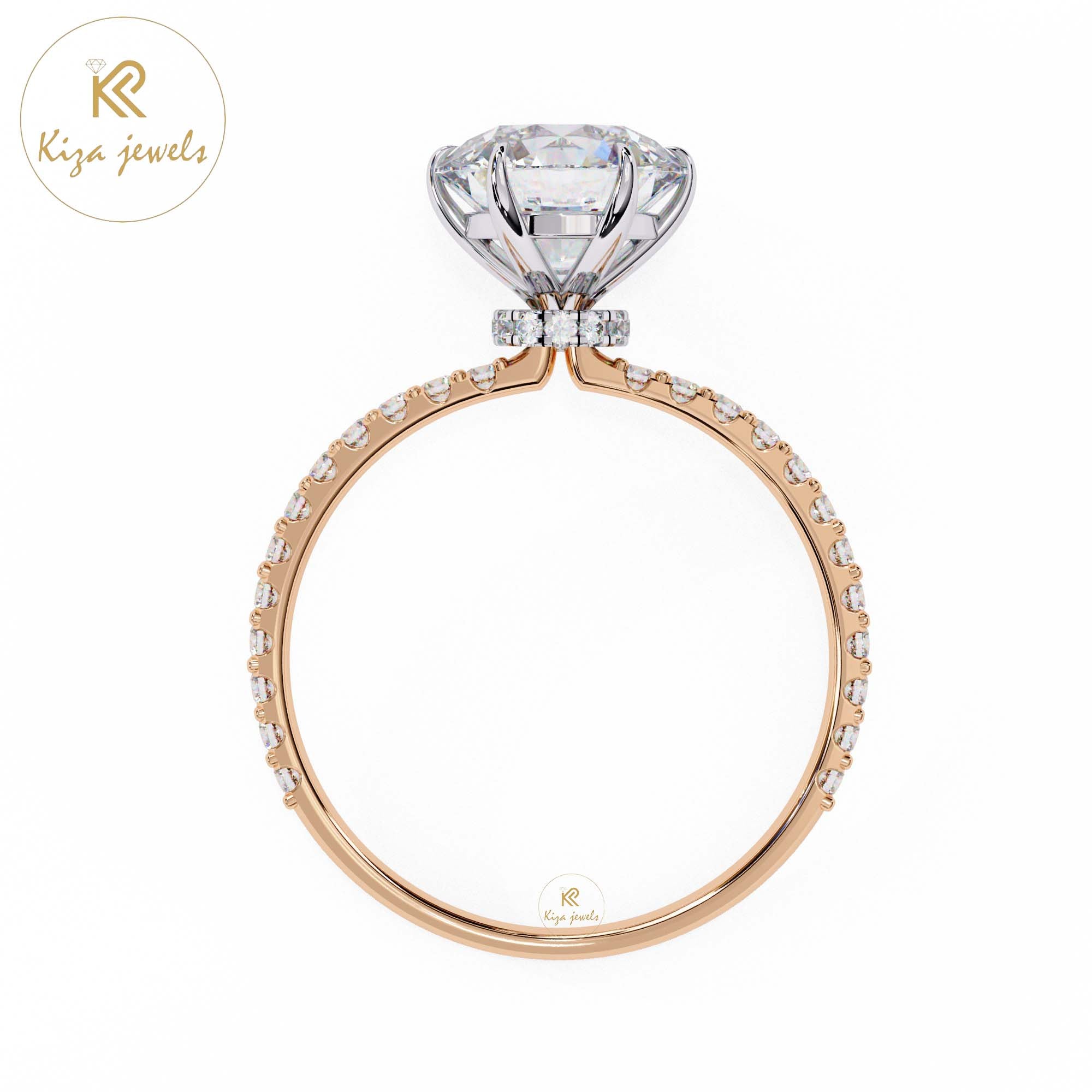 2.215 TDW Round Cut Women's Diamond Halo Ring