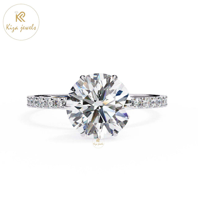 2.215 TDW Round Cut Women's Diamond Halo Ring