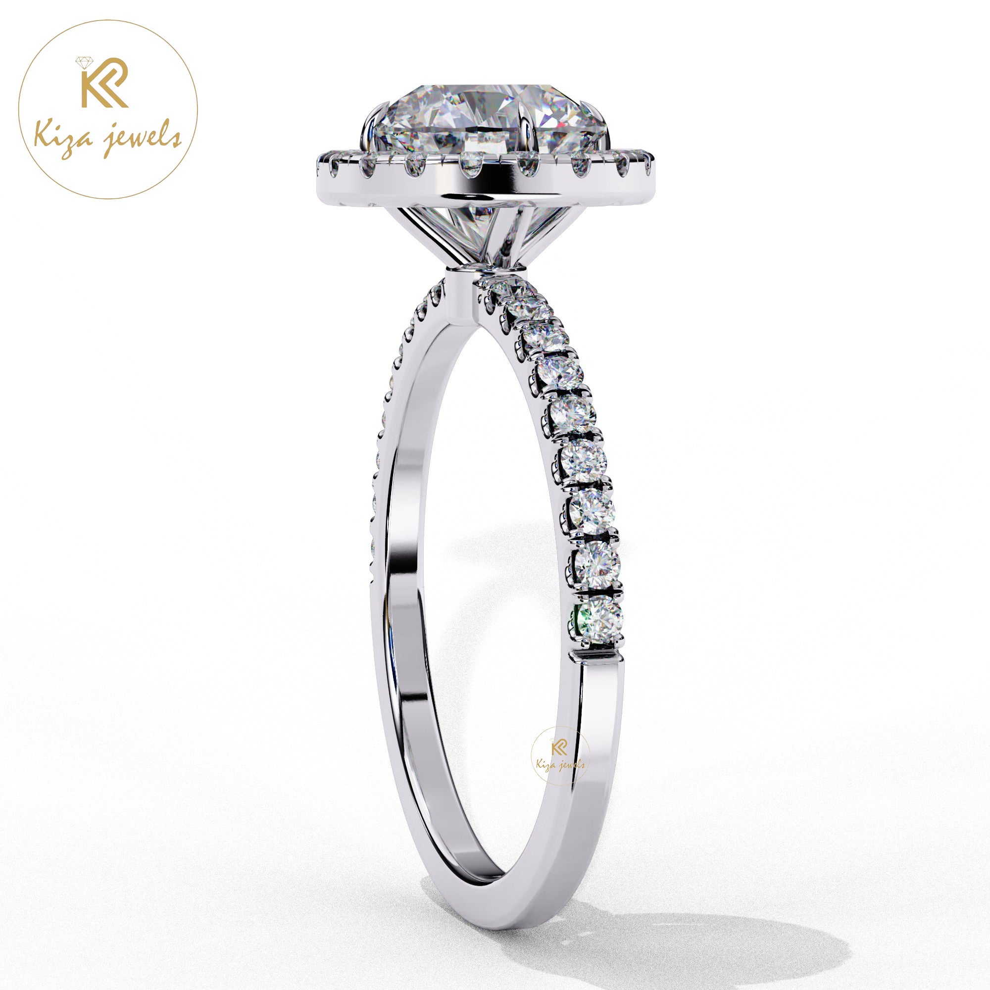 1.86 TDW Round Cut Women's Diamond Halo Ring