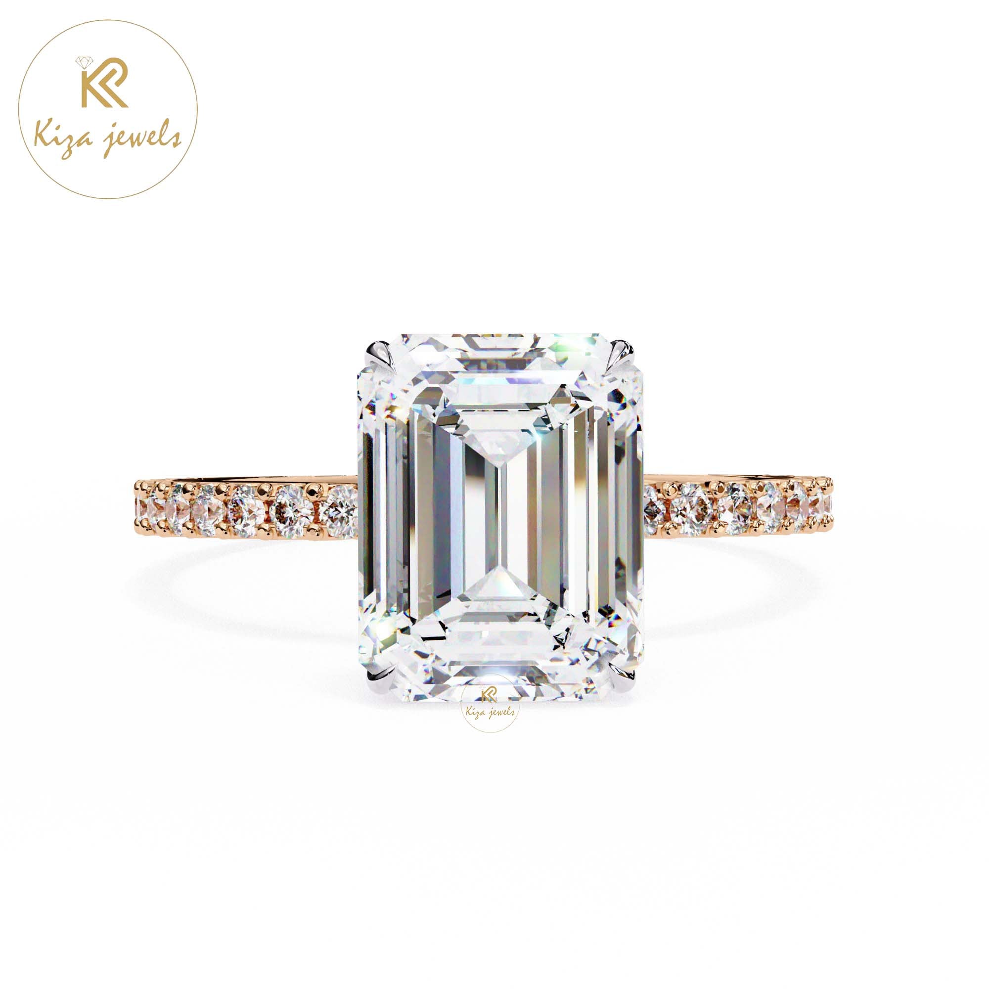 2.605 TDW Round & Emerald Cut Women's Diamond Halo Ring