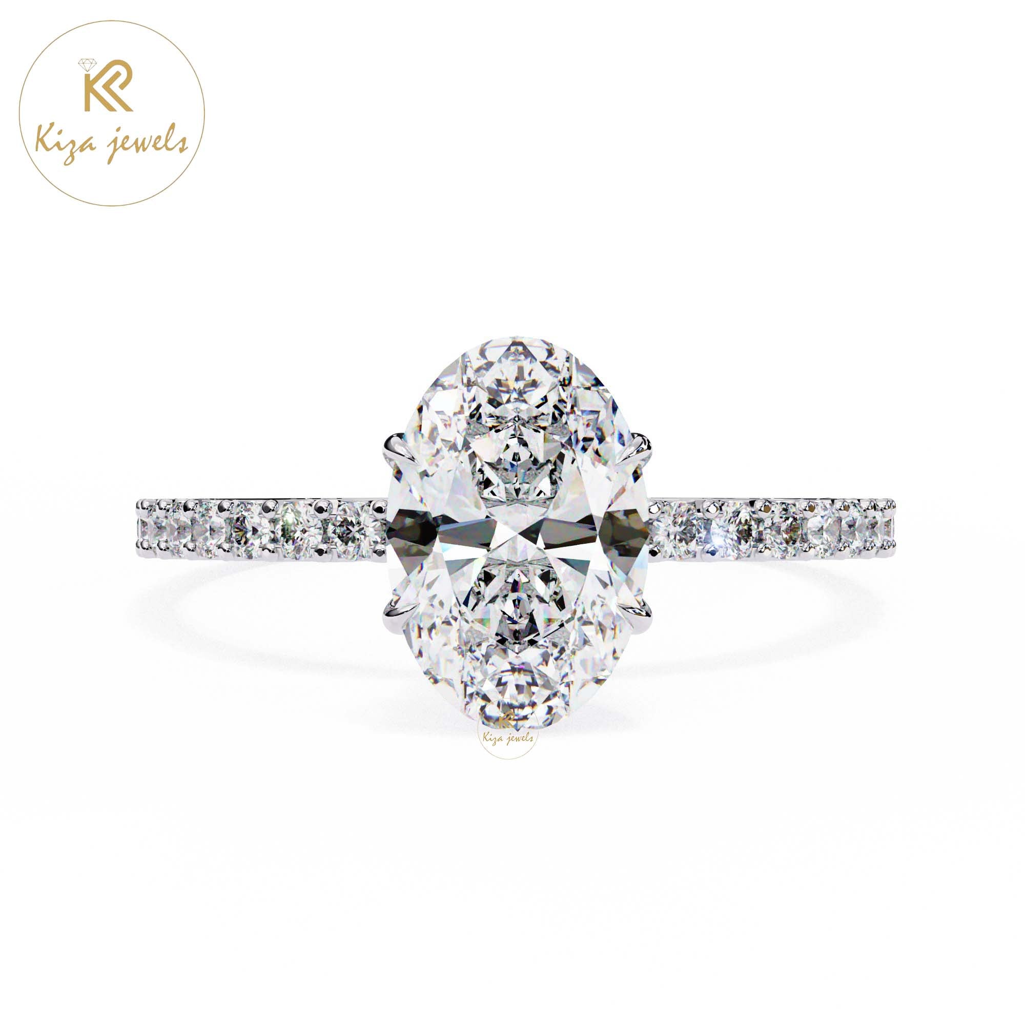 1.495 TDW Oval & Round Cut Women's Diamond Halo Ring