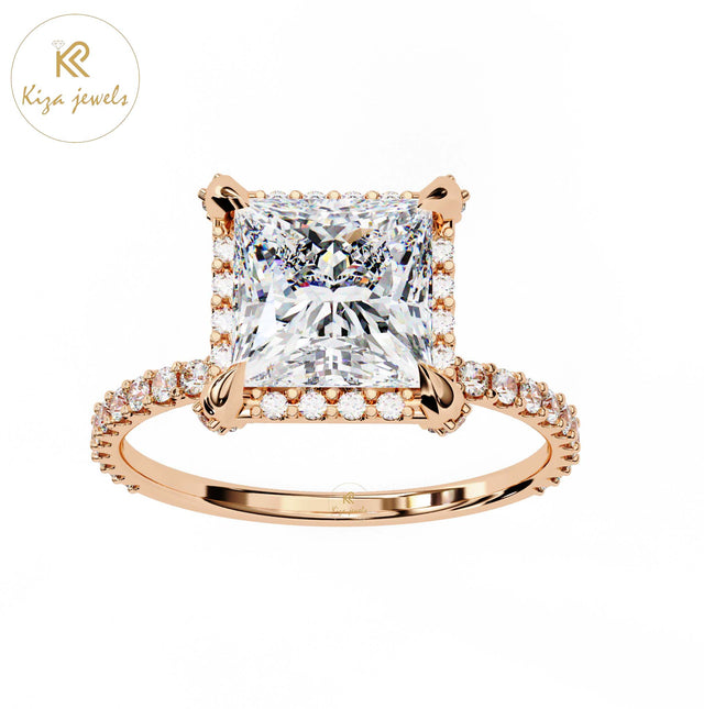 2.51 TDW Round & Princess Cut Women's Diamond Halo Ring