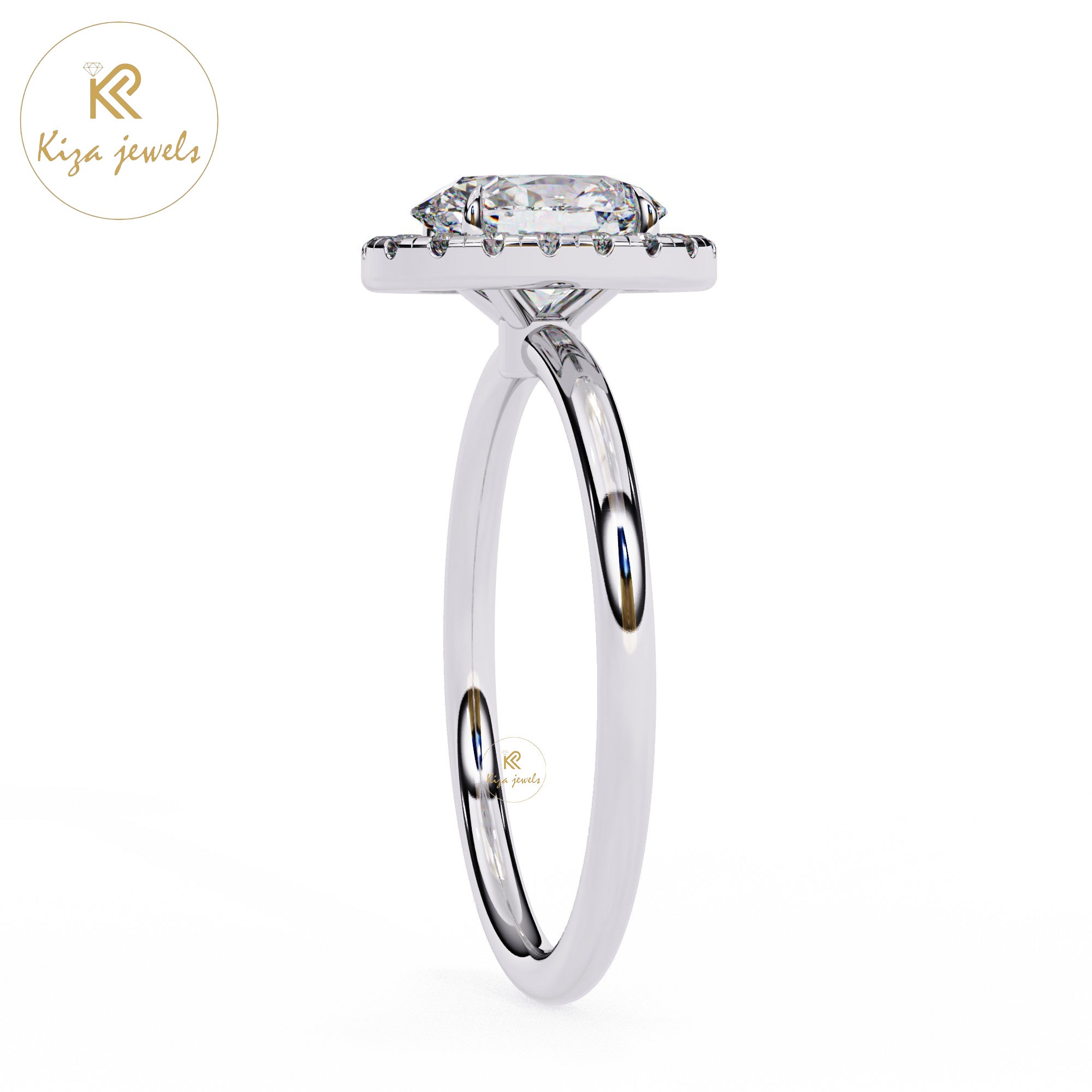 1.24 TDW Oval & Round Cut Women's Diamond Solitaire Ring