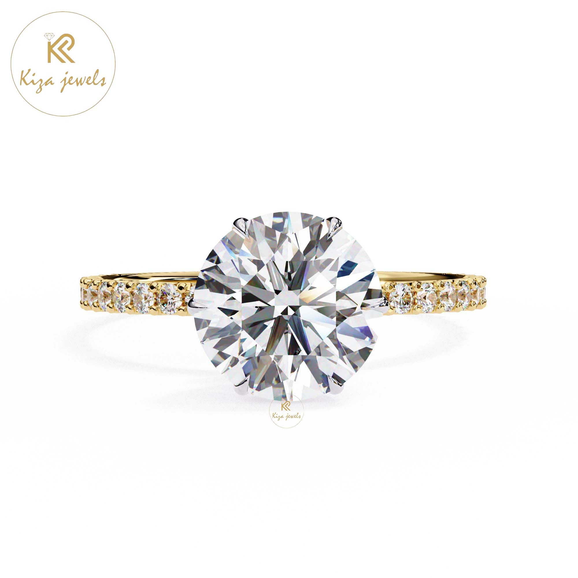 2.215 TDW Round Cut Women's Diamond Halo Ring