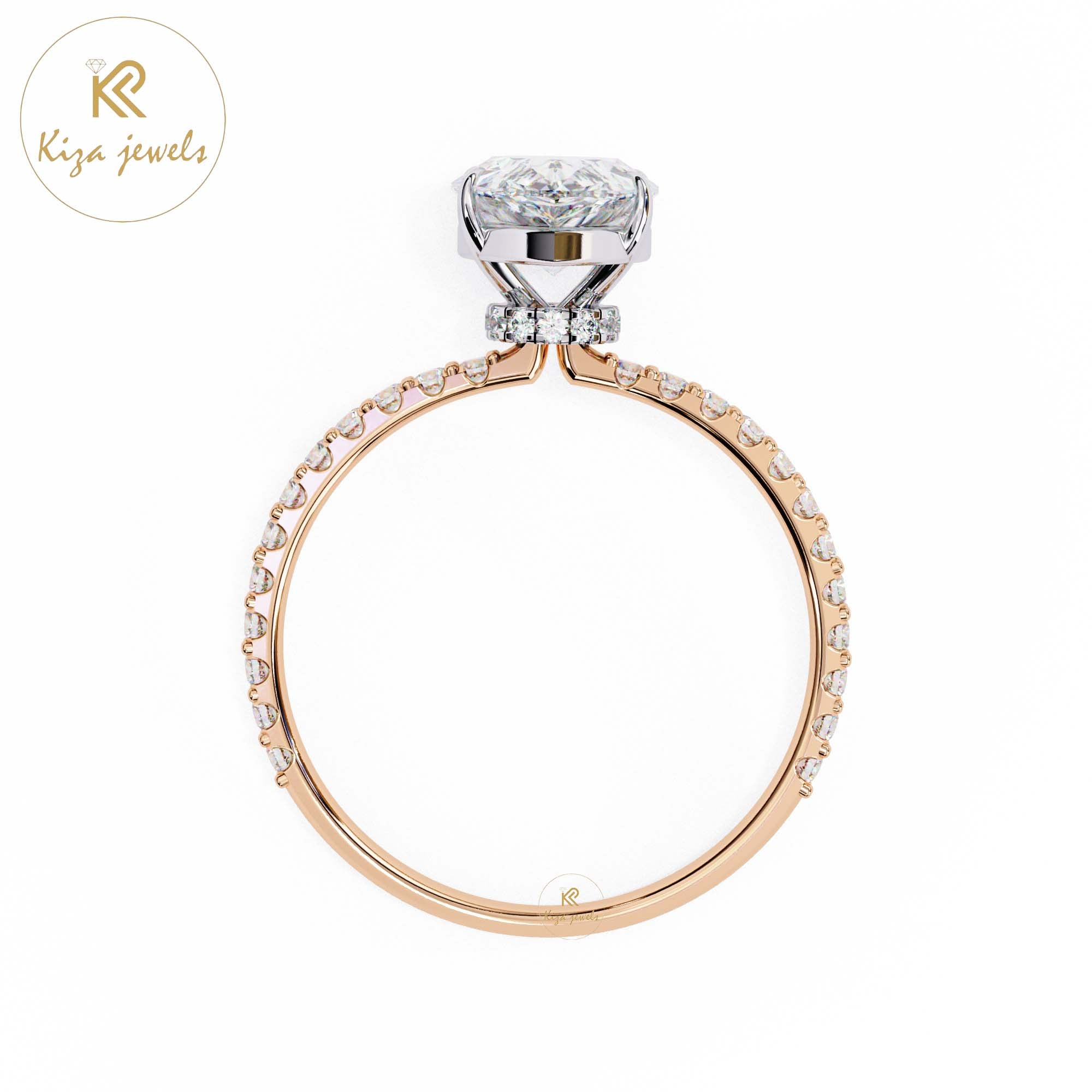 2.065 TDW Round & Pear Cut Women's Diamond Halo Ring