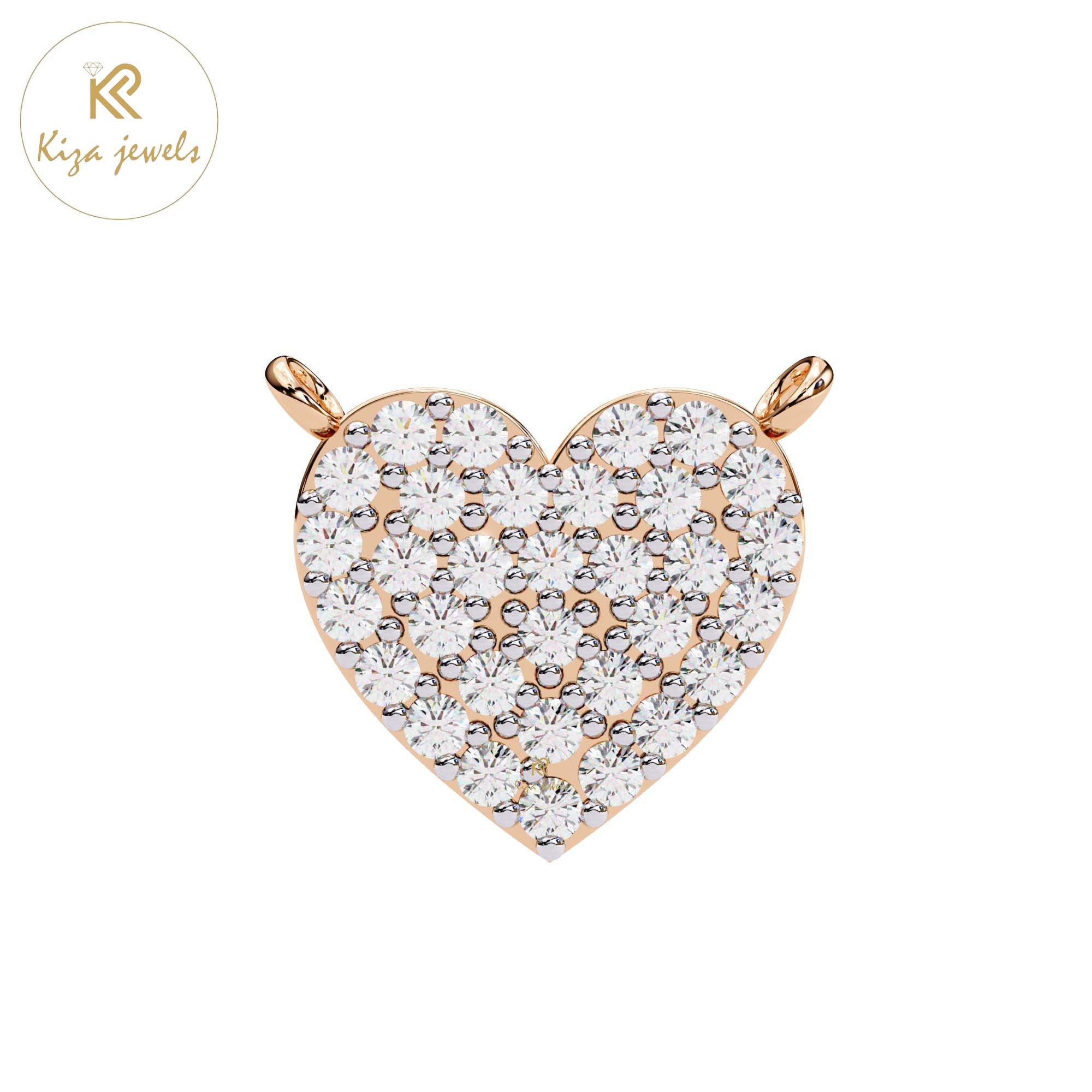 0.21 TDW Round Cut Diamond Heart Pendant With Chain