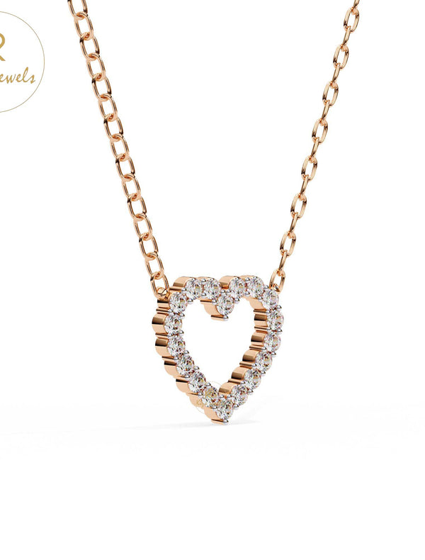 0.37 TDW Round Cut Diamond Heart Pendant With Chain