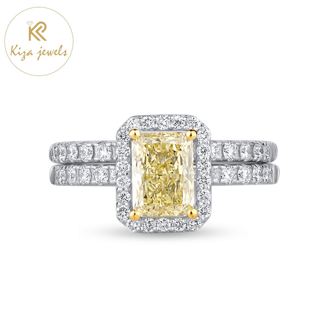 1.34 TDW Radiant & Round Cut Diamond Women's Ring with Band