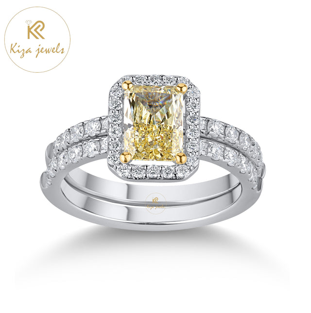 1.34 TDW Radiant & Round Cut Diamond Women's Ring with Band