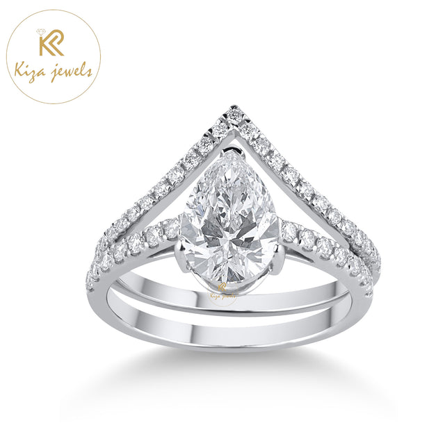 2.22 TDW Pear & Round Cut Diamond Women's Ring with Band