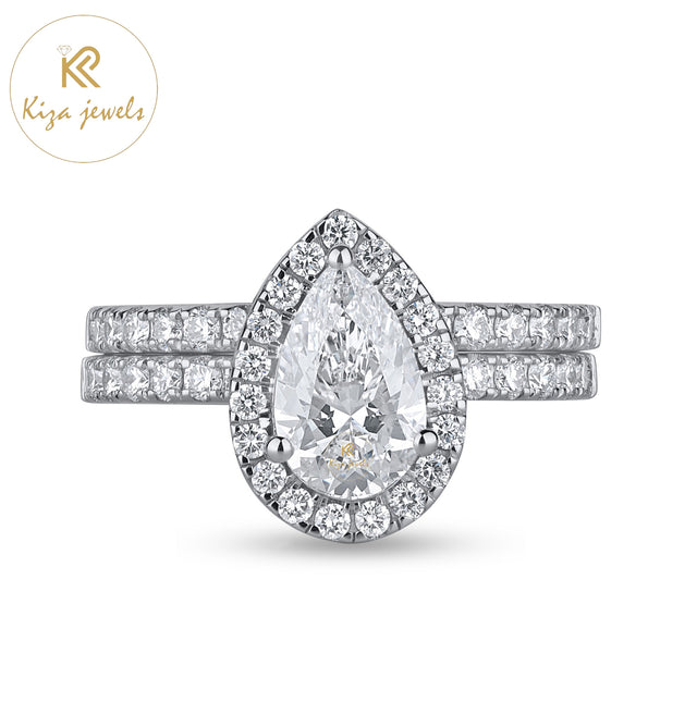 1.57 TDW Pear & Round Cut Diamond Women's Ring with Band