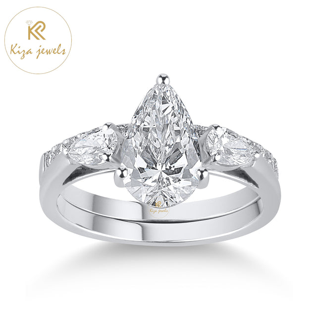 2.49 TDW Pear & Round Cut Diamond Women's Ring with Band