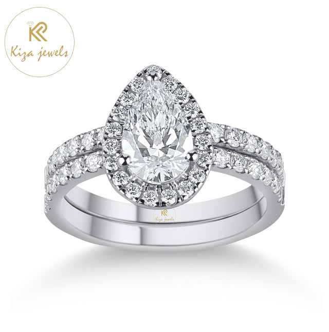 1.57 TDW Pear & Round Cut Diamond Women's Ring with Band