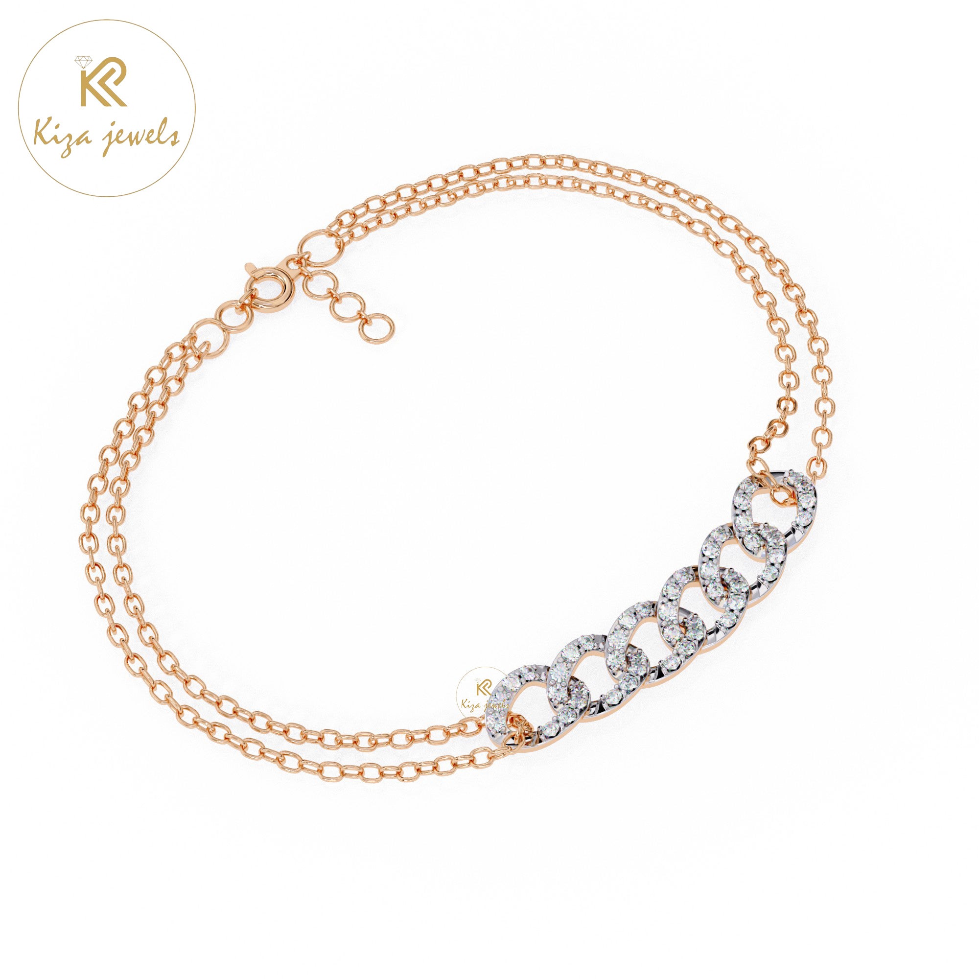 0.96 TDW Round Cut Diamond Women's Slider Bracelet