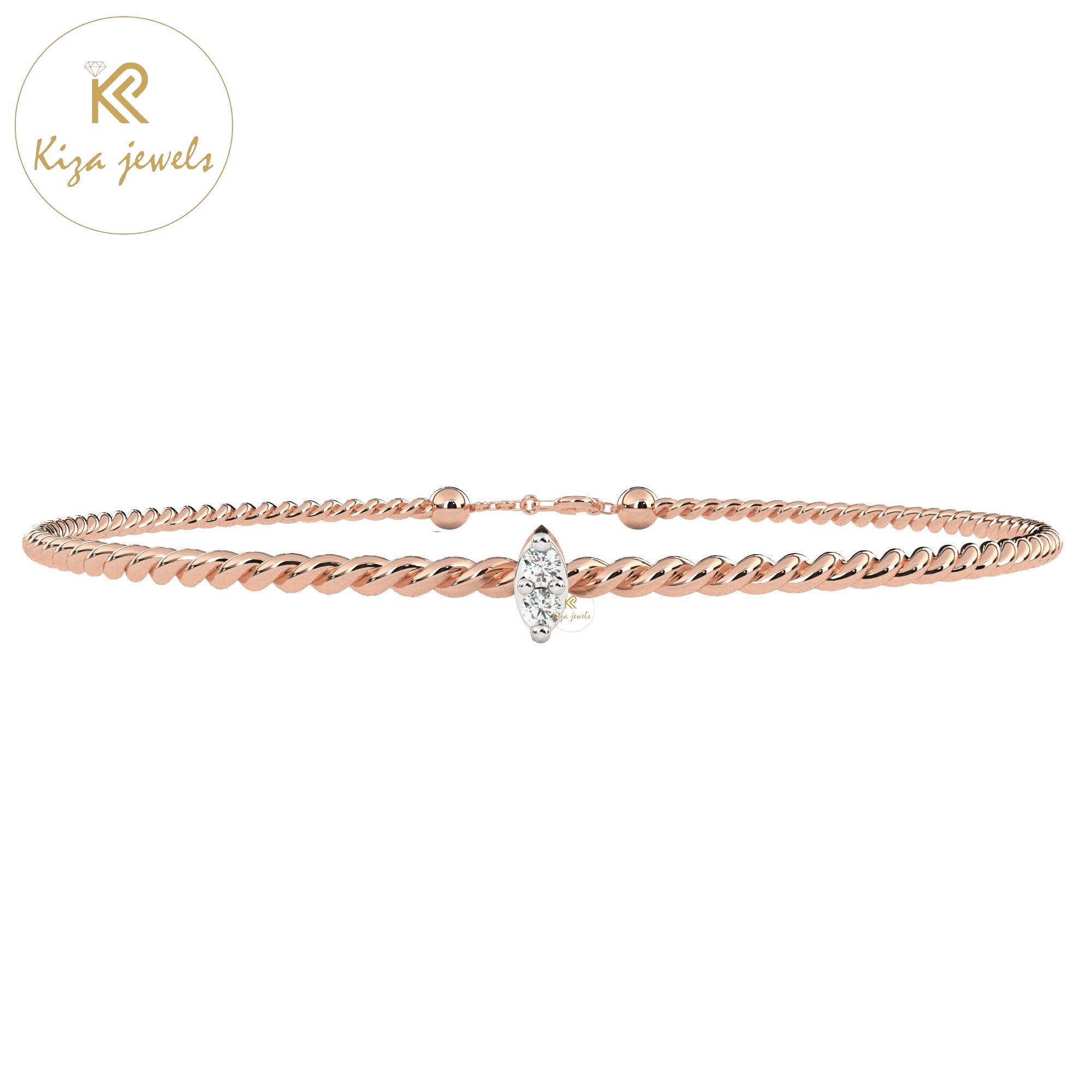 0.01 TDW Round Cut Diamond Women's Slider Bracelet