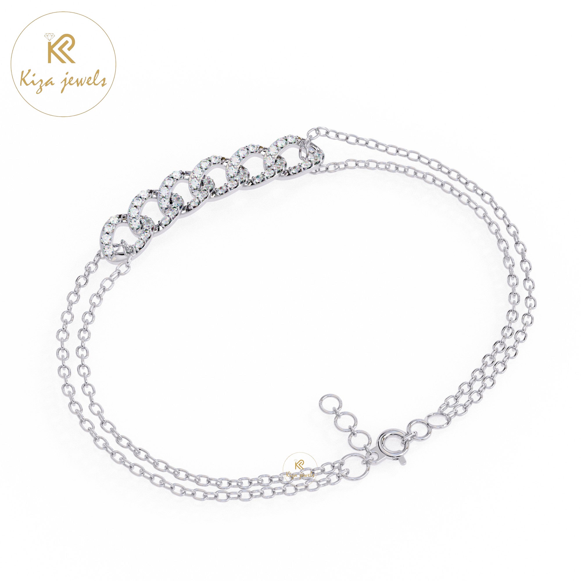 0.96 TDW Round Cut Diamond Women's Slider Bracelet