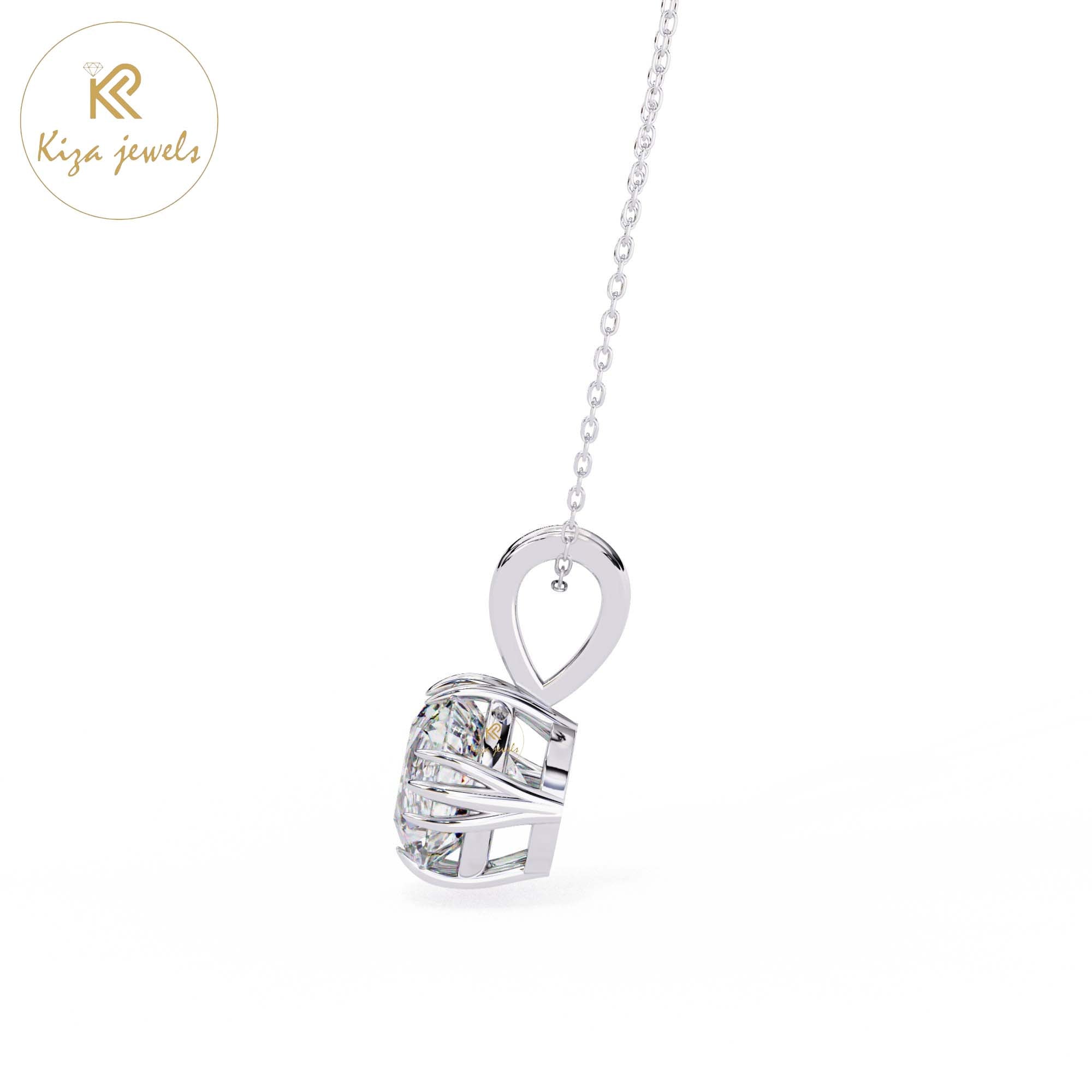 1.00 TDW Round Cut Diamond Solitaire Pendant With Chain