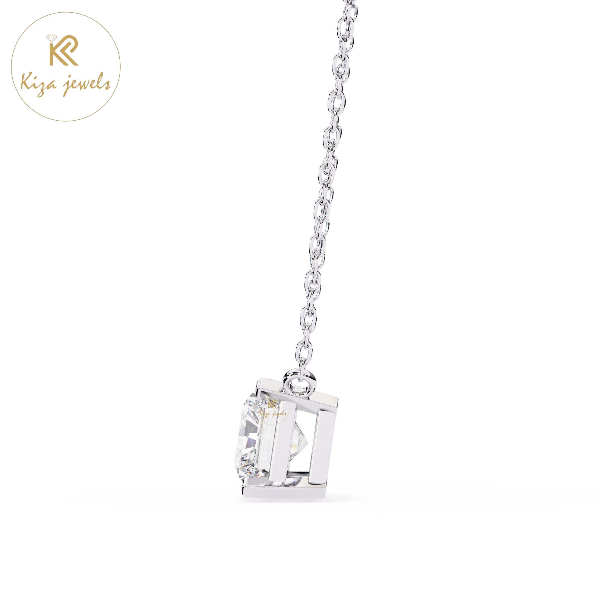 1.95 TDW Radiant Cut Diamond Solitaire Pendant With Chain