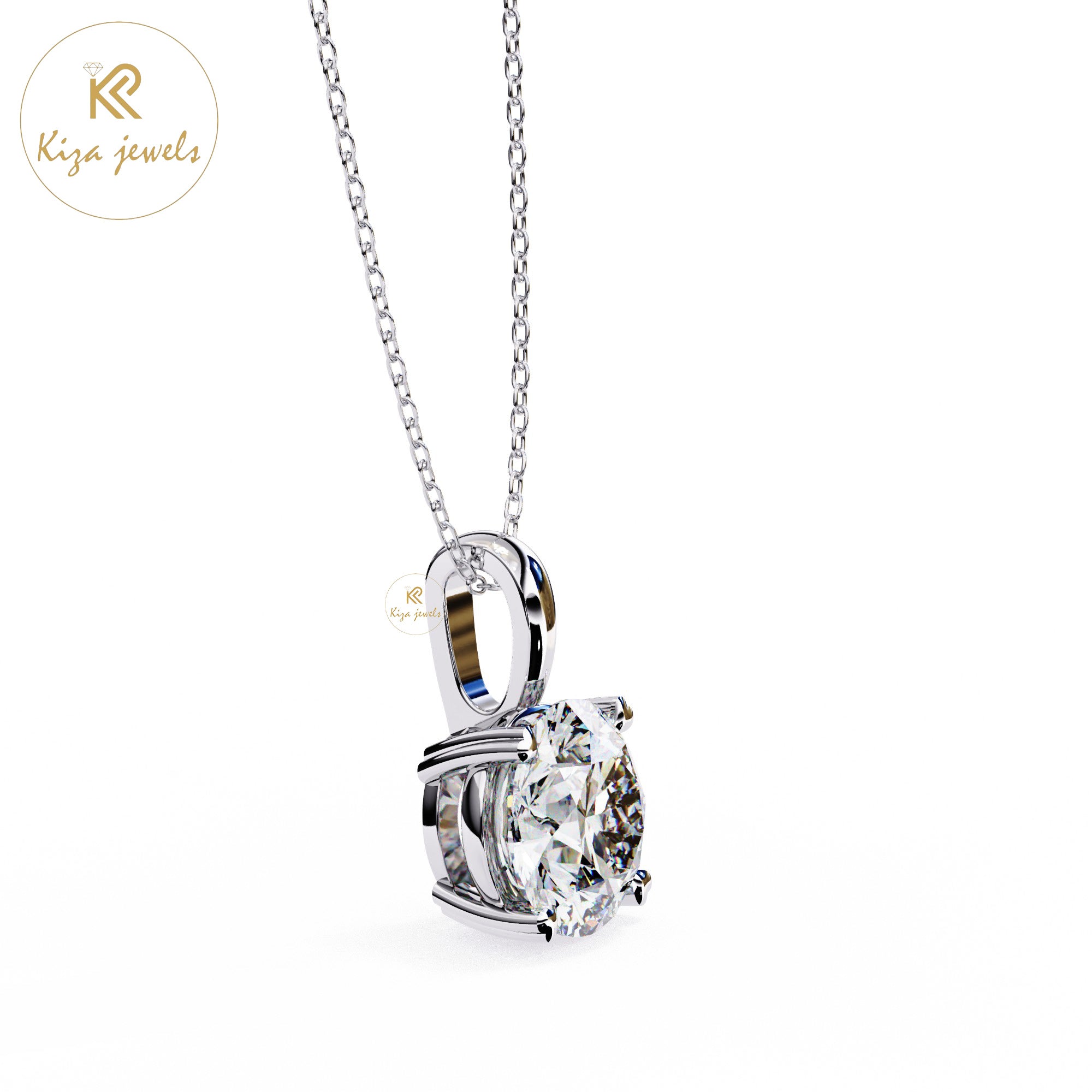 0.80 TDW Round Cut Diamond Solitaire Pendant With Chain