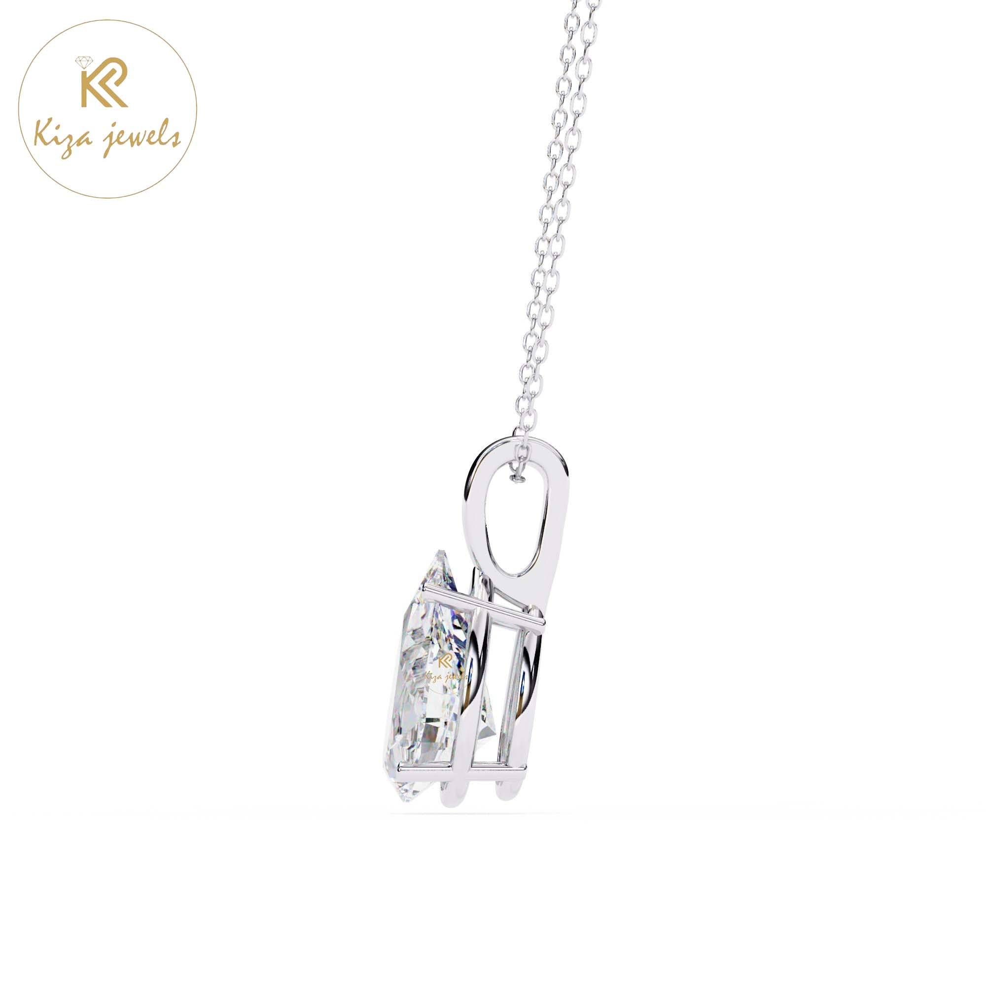 0.65 TDW Pear Cut Diamond Solitaire Pendant With Chain