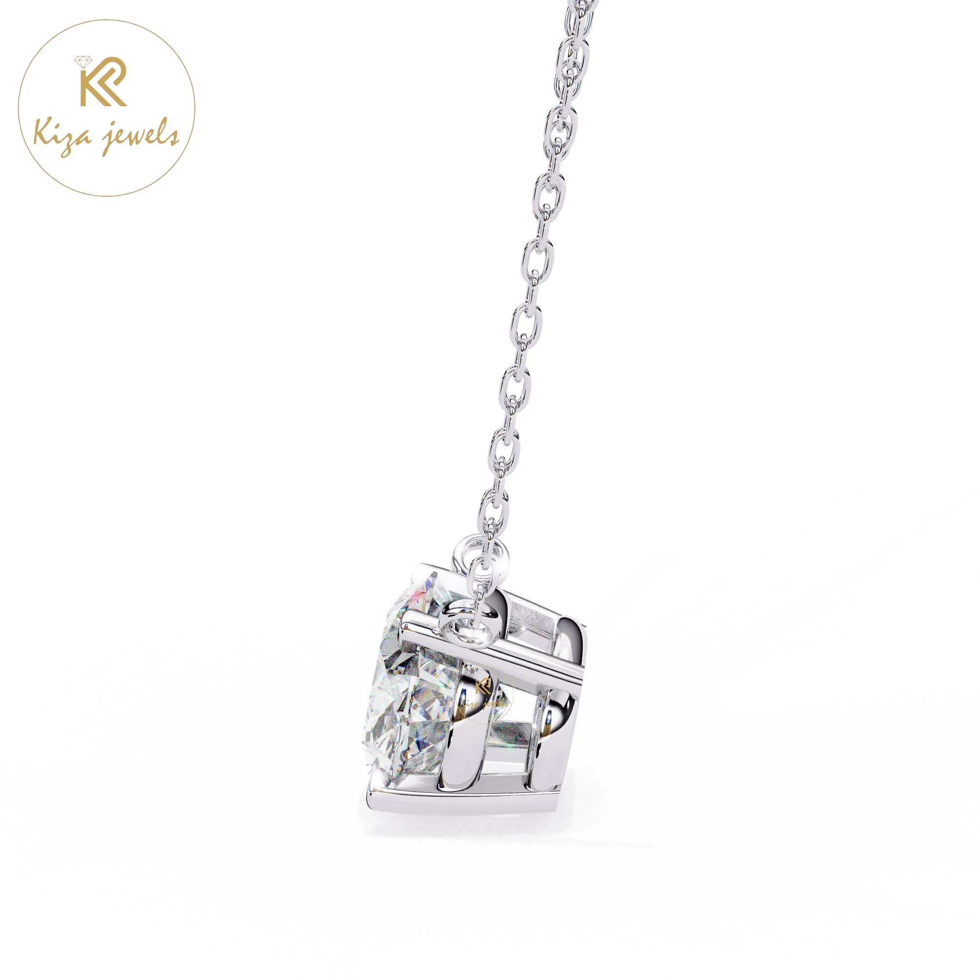 1.66 TDW Oval Cut Diamond Solitaire Pendant With Chain