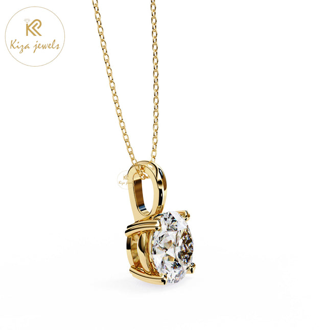 0.80 TDW Round Cut Diamond Solitaire Pendant With Chain