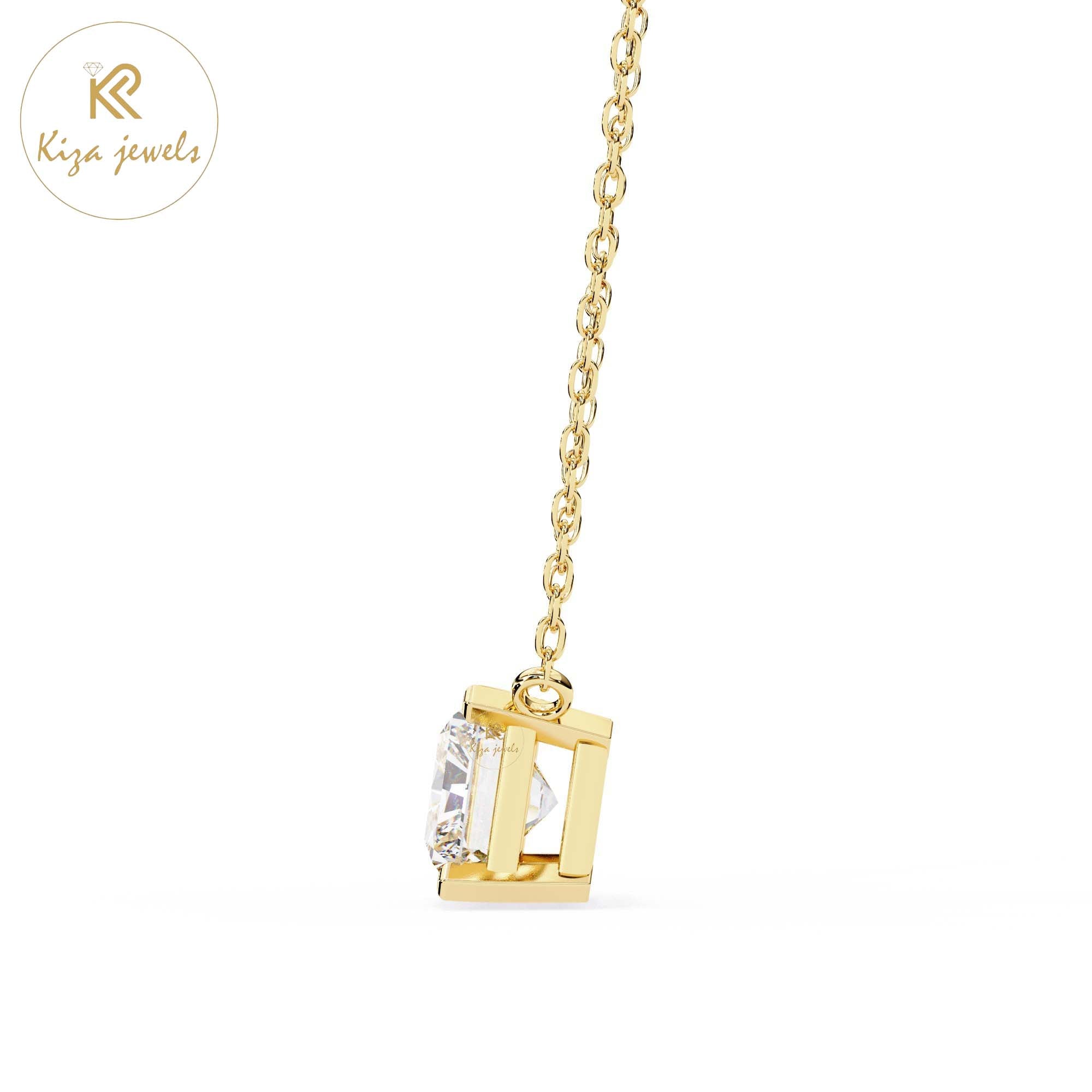 1.95 TDW Radiant Cut Diamond Solitaire Pendant With Chain