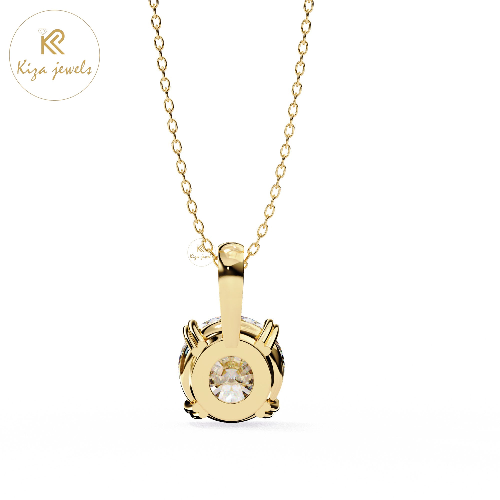 0.80 TDW Round Cut Diamond Solitaire Pendant With Chain