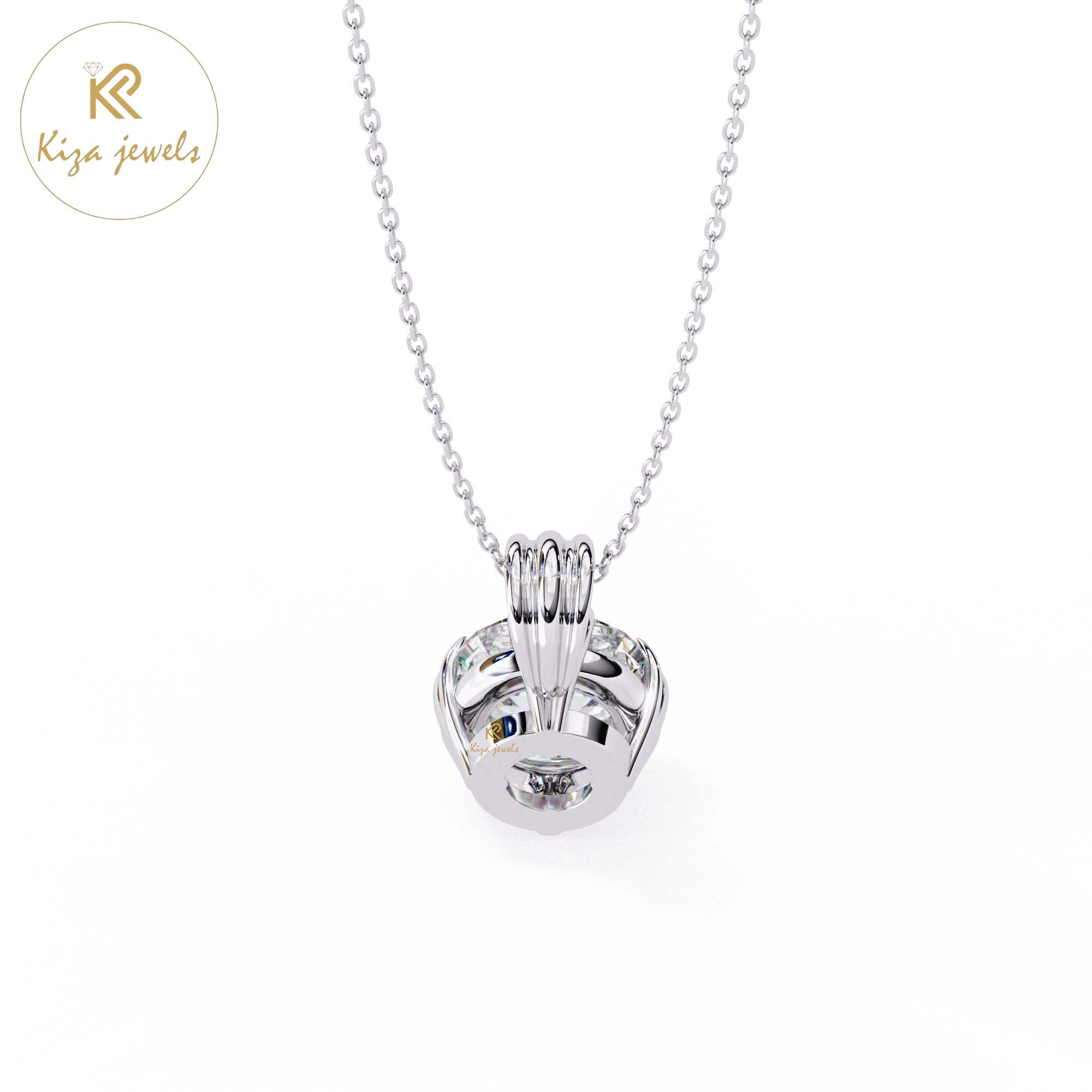 1.00 TDW Round Cut Diamond Solitaire Pendant With Chain