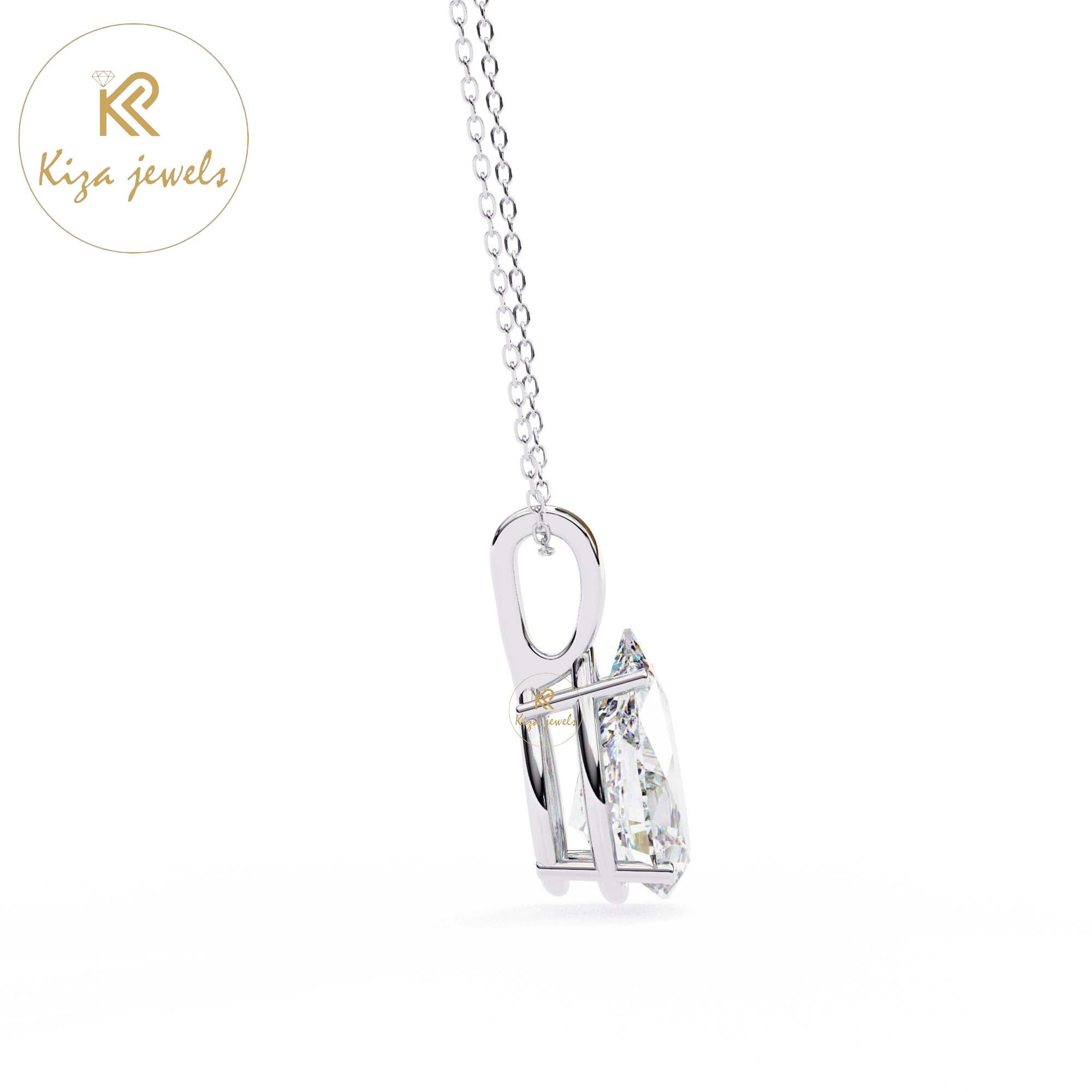 0.65 TDW Pear Cut Diamond Solitaire Pendant With Chain