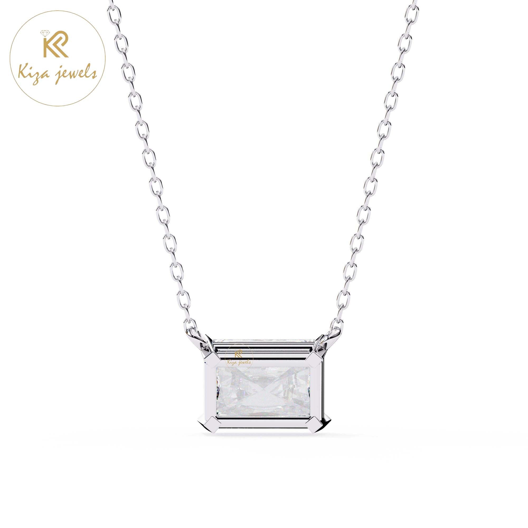 1.95 TDW Radiant Cut Diamond Solitaire Pendant With Chain