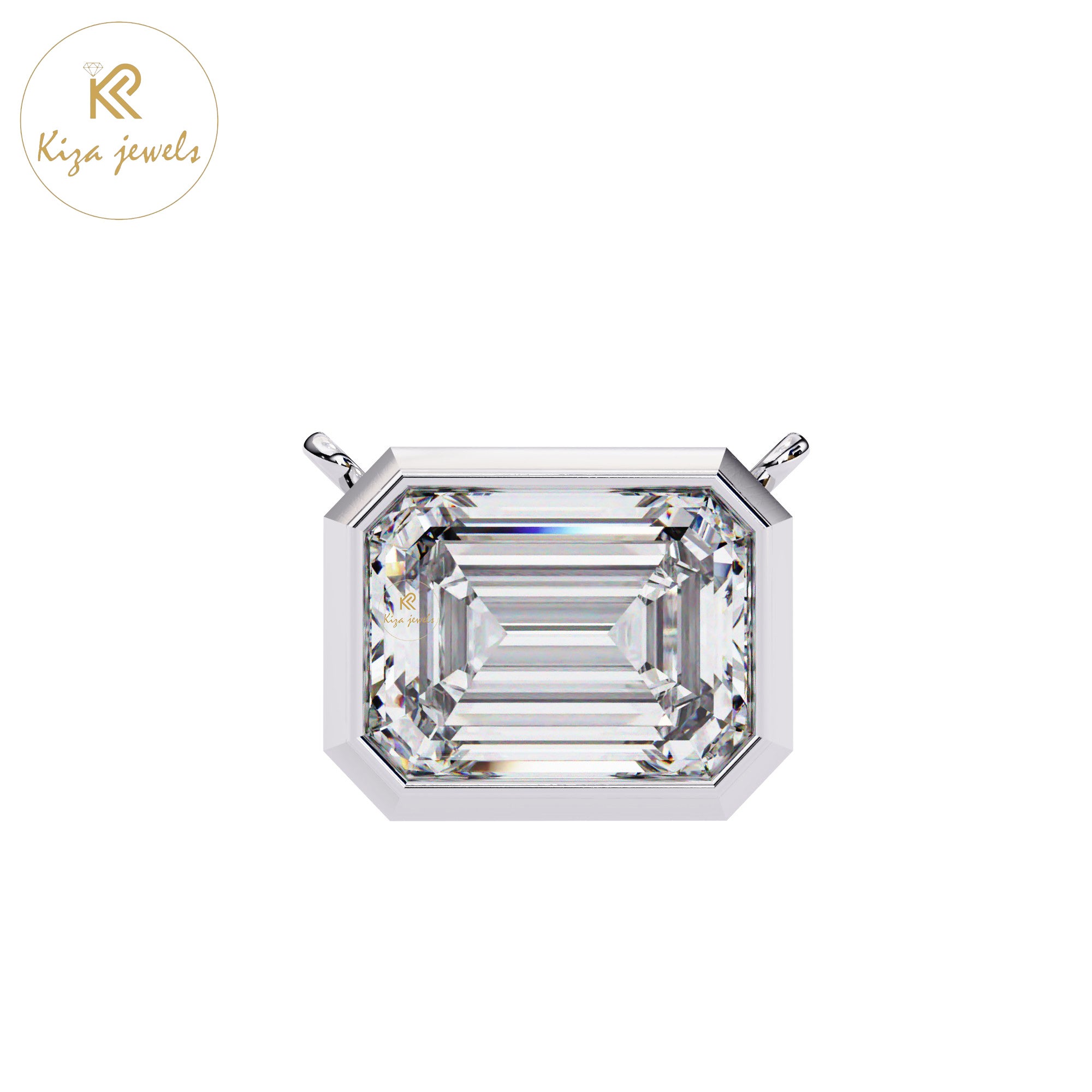 0.78 TDW Emerald Cut Diamond Solitaire Pendant With Chain