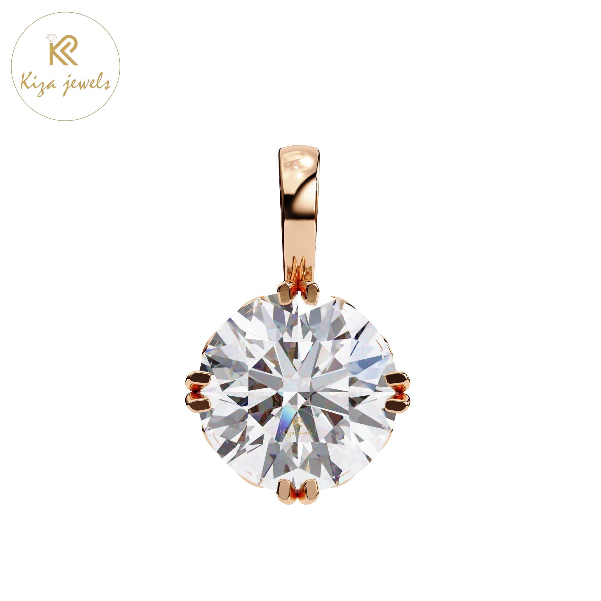 0.94 TDW Round Cut Diamond Solitaire Pendant With Chain