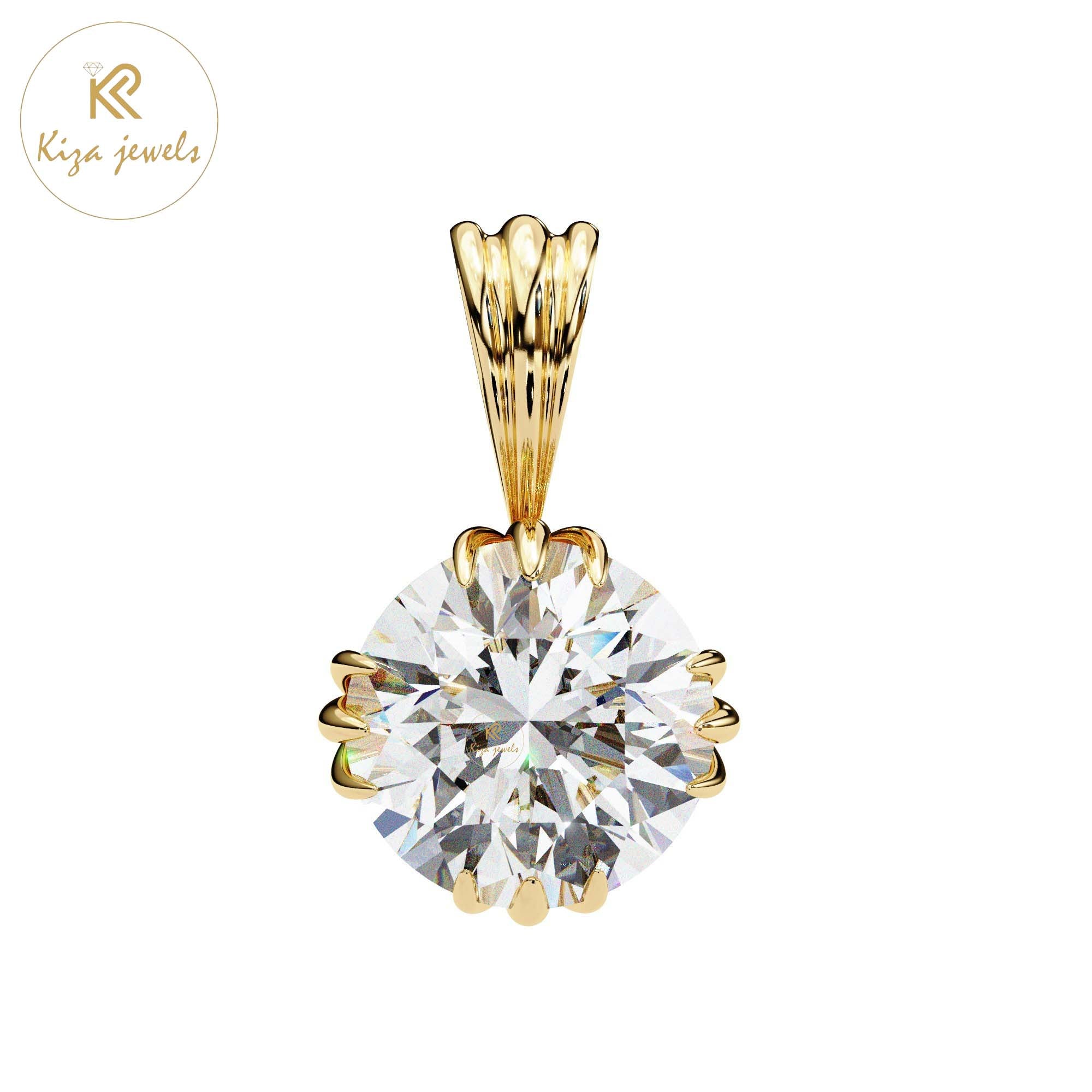 1.00 TDW Round Cut Diamond Solitaire Pendant With Chain