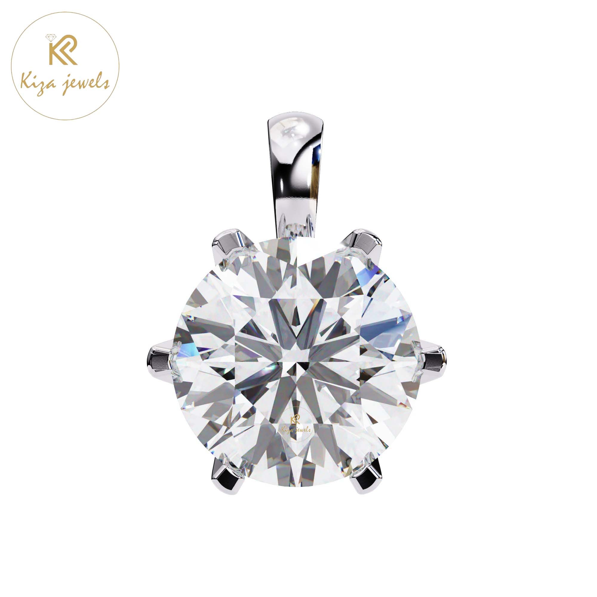 2.20 TDW Round Cut Diamond Solitaire Pendant With Chain