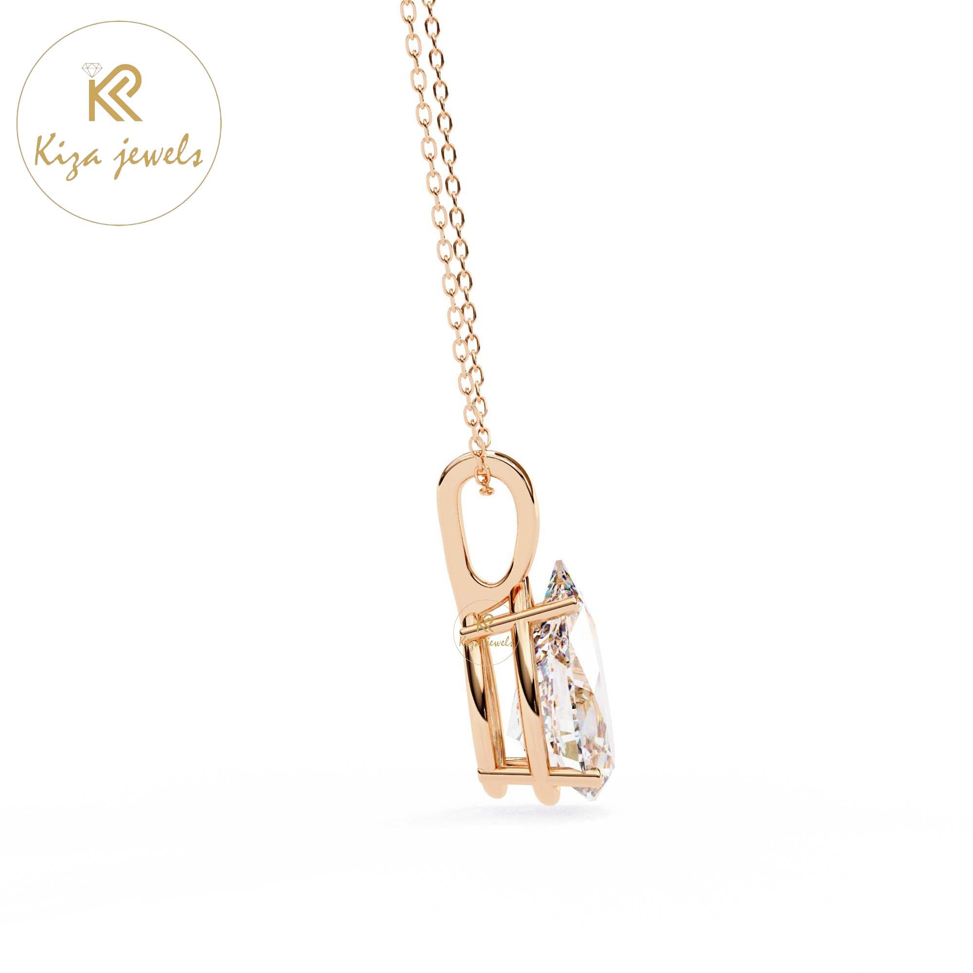 0.65 TDW Pear Cut Diamond Solitaire Pendant With Chain