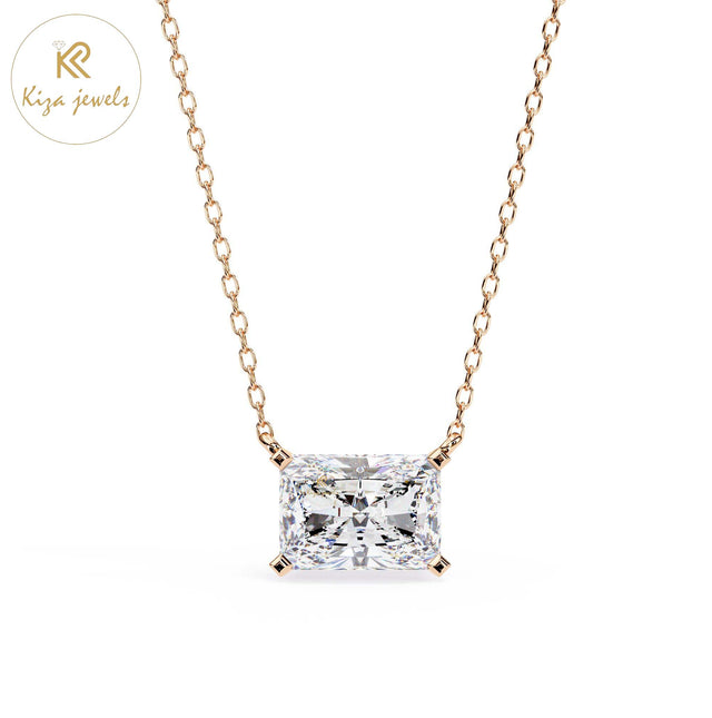 1.95 TDW Radiant Cut Diamond Solitaire Pendant With Chain