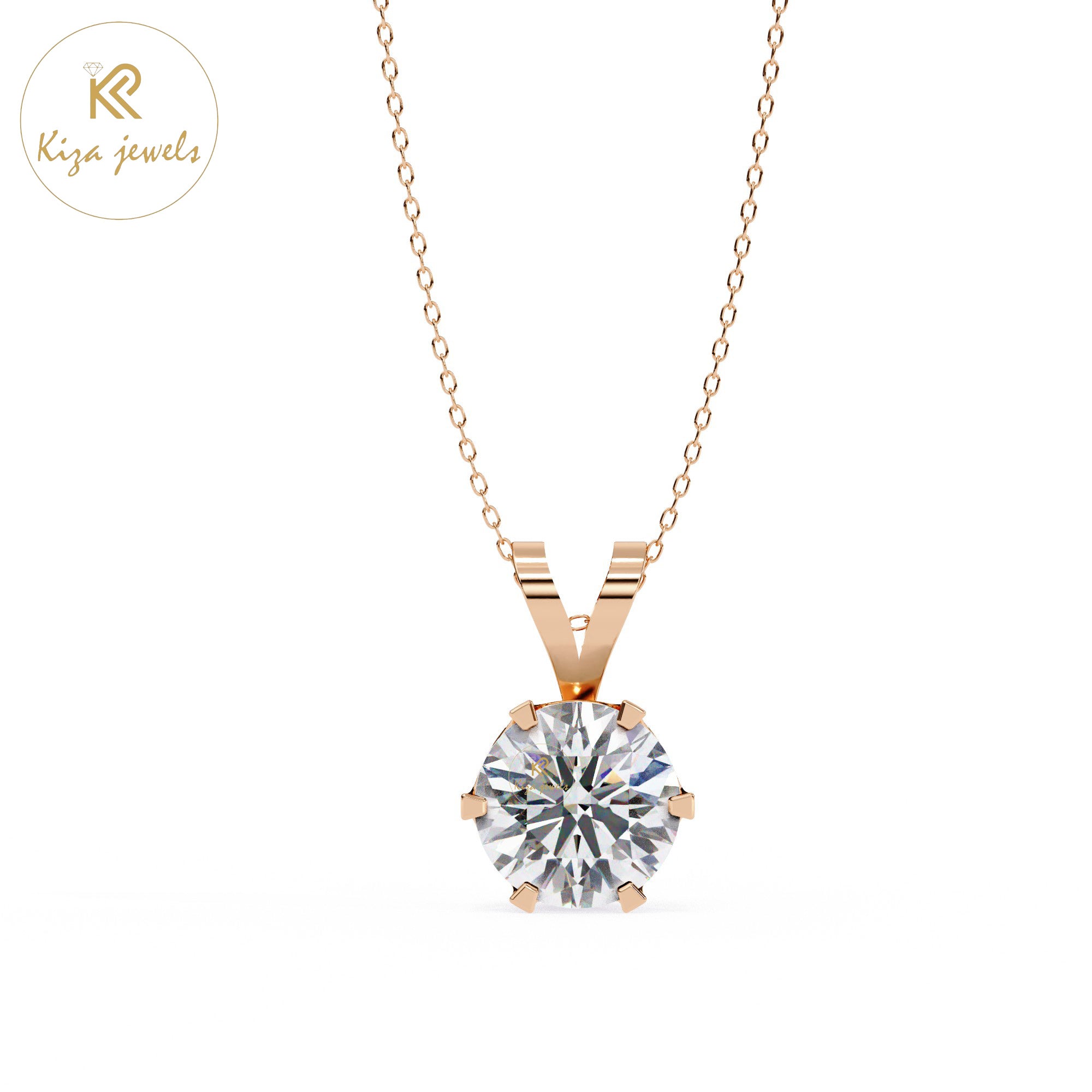 0.82 TDW Round Cut Diamond Solitaire Pendant With Chain