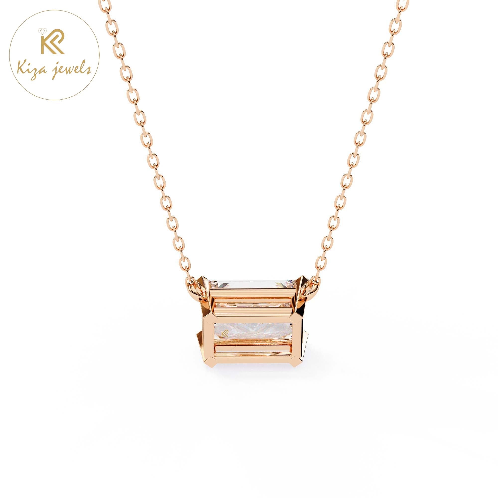 1.95 TDW Radiant Cut Diamond Solitaire Pendant With Chain