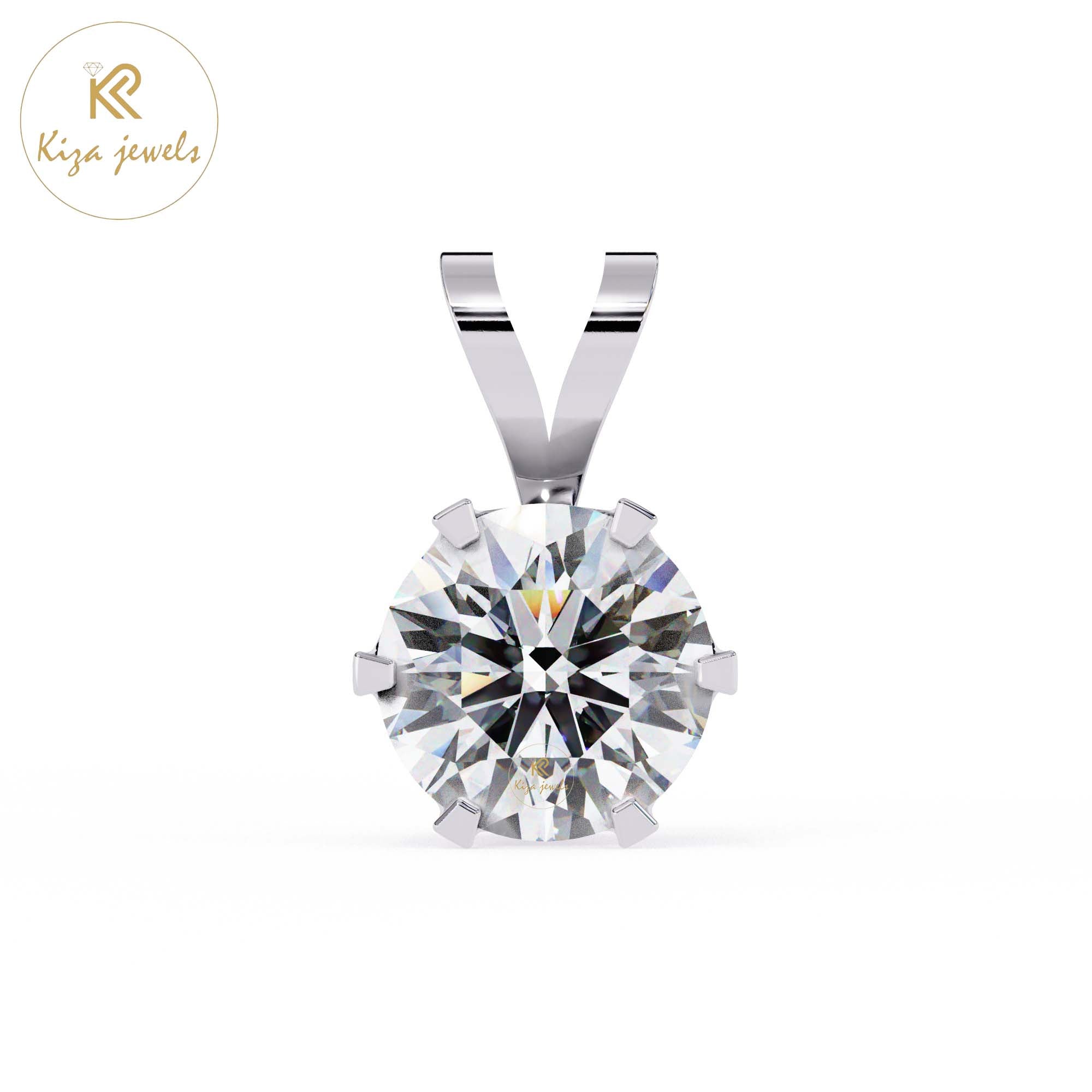 0.82 TDW Round Cut Diamond Solitaire Pendant With Chain